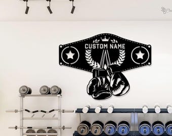 Personalisierte Boxhandschuhe Metallschild, personalisiertes Home Gym Decor