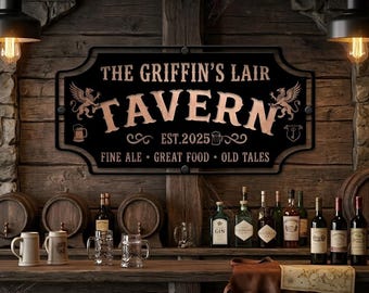 Custom Tavern Metal Sign, Personalized Pub Sign, Custom Home Bar Decor, Gift for dad