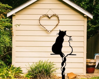 Metal Yard Art Animals Stakes,Cat Silhouette,Cat Yard Decor Metal Cat Garden Stake,Yard Sign,Garden Sign,Garden Decor,Outdoor Sign,Cat Art