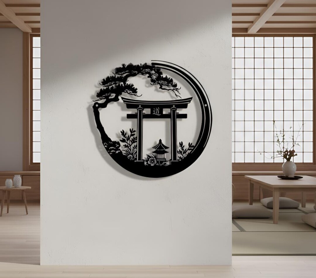 Japanese Zen Metal Wall, Minimalist Living Room, Asian Inspired Metal ...