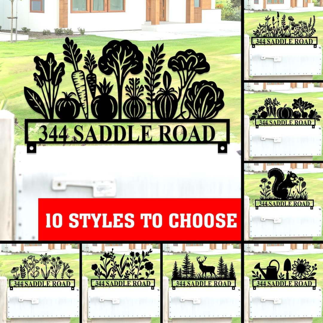 Personalized Mailbox Topper | Outdoor Decoration Floral Mailbox Number ...