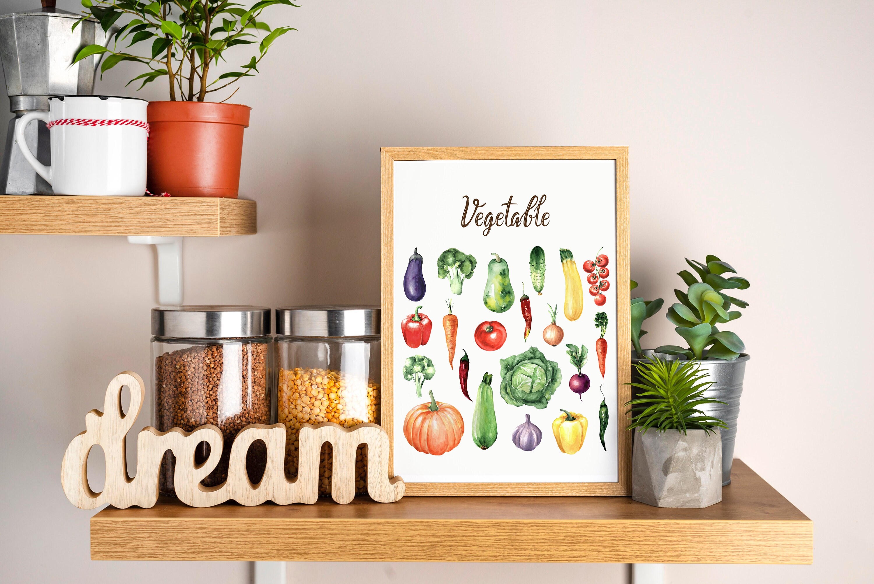 Printable Kitchen Watercolor Fruits and Vegetable Setprintable Etsy