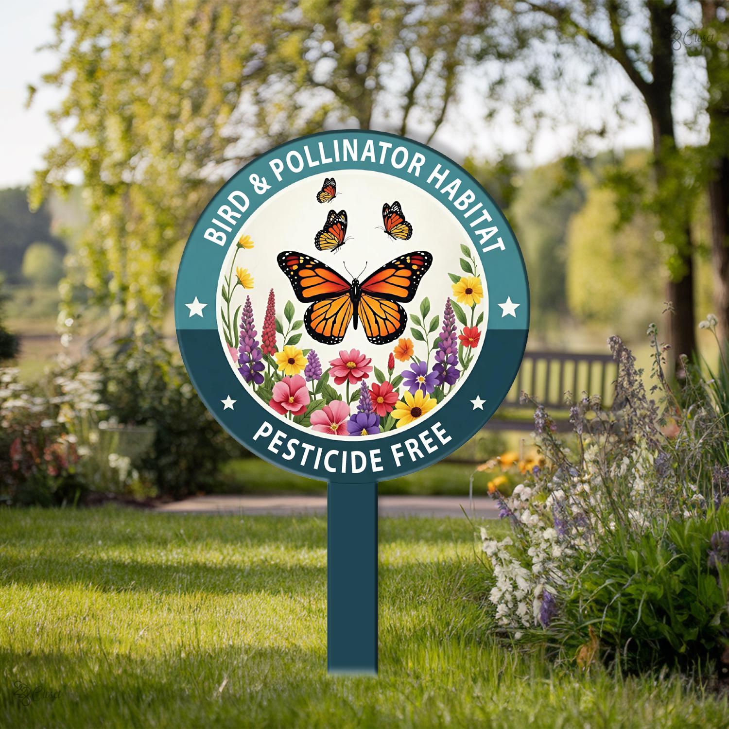 Bird & Pollinator Habitat Sign, Gift for Mom, Bird Friendly Sign,yard ...