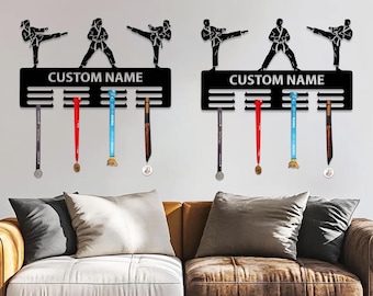 Taekwondo Male or Female Figure Option Custom Medal Hanger Holder Display Rack Personalized Medal Hanger
