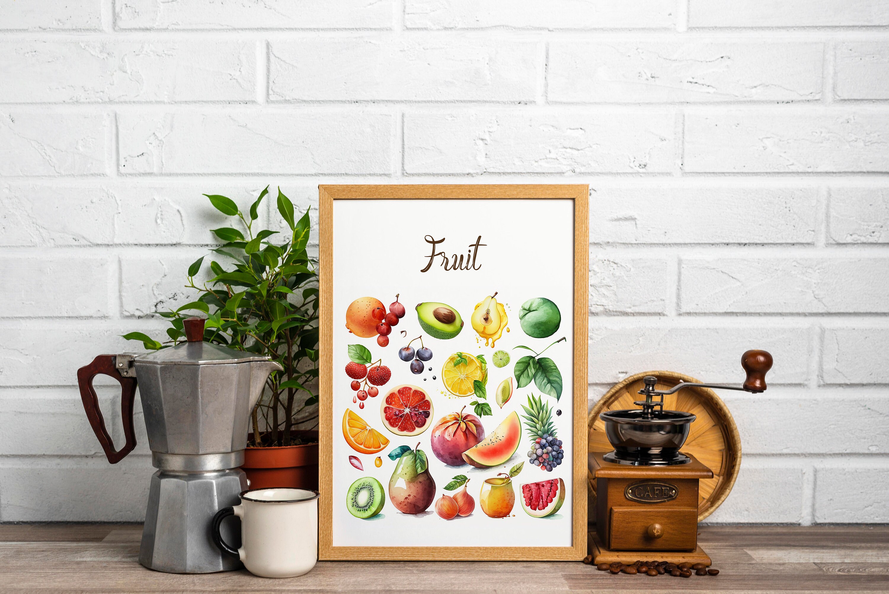 Printable Kitchen Watercolor Fruits and Vegetable Setprintable Etsy
