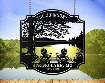 Personalized Lake House Metal, Custom Family Name Outdoor Decor, Lake ...