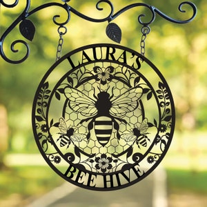 Personalized Honey Bee Metal Sign, Bee Metal Wall Art, Bee Wall Decor, Honey Wall Art, Bee Keeper Gift, Bee Hive Sign,Bee Garden Art