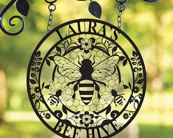 Personalized Honey Bee Metal Sign, Bee Metal Wall Art, Bee Wall Decor, Honey Wall Art, Bee Keeper Gift, Bee Hive Sign,Bee Garden Art