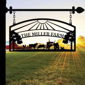 Custom Metal Farm Name Sign, Personalized Farmhouse Decor, Farm Gate Hanger, Metal Farm Sign,Metal Barn Sign, Ranch metal sign, Farmer Gift