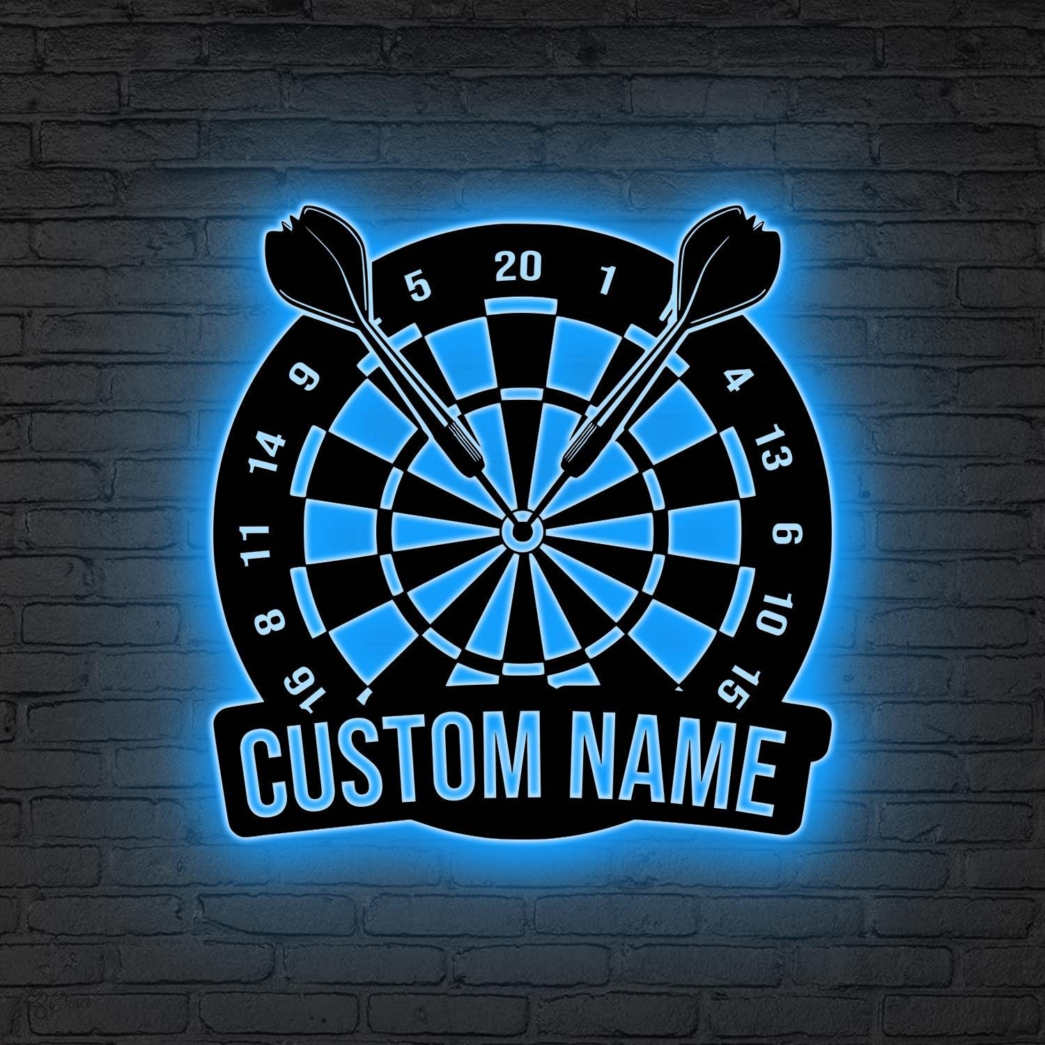 Personalized Darts Metal Sign With LED Lights, Dartboard Wall Art, Game ...