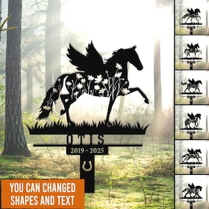 Custom Horse Memorial Sign, Personalized Horse Garden Sign, Horse Memorial Yard Sign, Pegasus yard sign, Horse grave marker, Pet loss gift