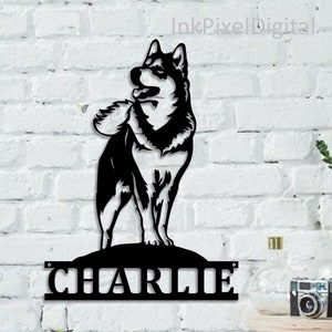 Metal Siberian Husky Sign, Metal Husky Sign, Alaskan Malamute Sign, Custom Dog Name Sign, Husky Lover Gift, Husky Decor,Metal Dog Memorial