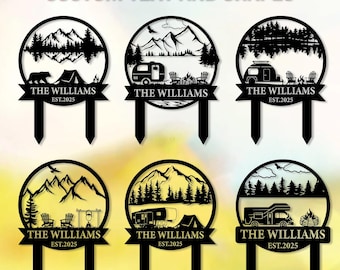 Personalized Campsite Sign, RV Decor, Outdoor Camping Gift