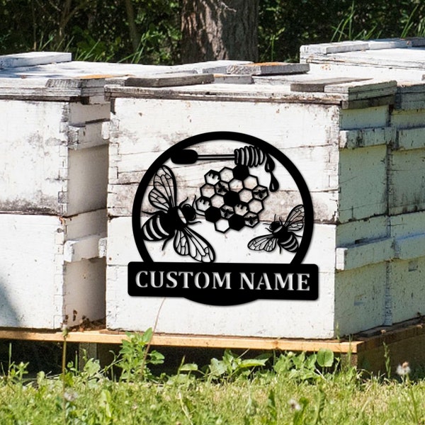 Custom Bee Metal Sign Bee Apiary Sign Bee Keeper Gifts Birthday Gift Home Bee Hive Sign Garden Sign Bee Metal Sign Bee Farm Decor Bee Lover