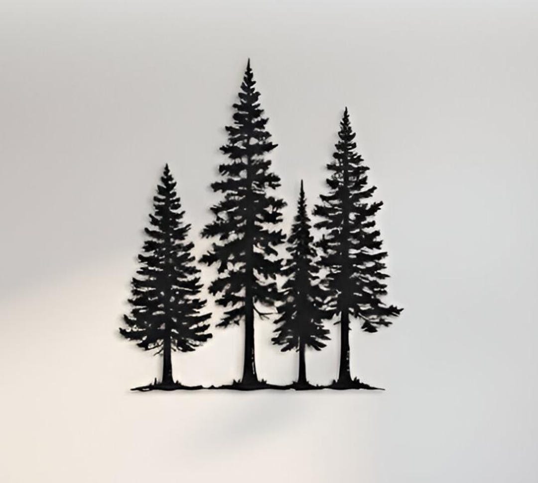 Forest of Trees Art, Pine Tree Metal Wall Art Living Room Decor - Etsy