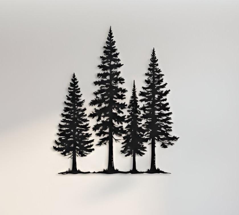 Forest of Trees Art, Pine Tree Metal Wall Art Living Room Decor - Etsy