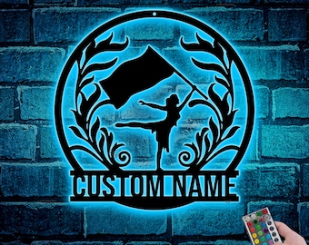 Custom Color Guard Metal Sign with LED Lights, Personalized Wall Art
