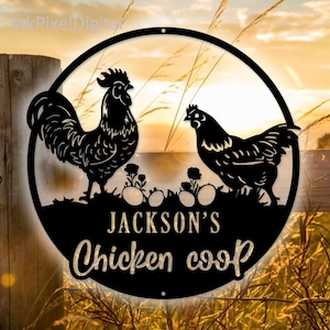 Personalized Chicken Coop Sign,Custom Chicken Metal Sign,Chicken coop Decor,Farm house Decor,Hen house Sign,Farm Decor,Chicken Farm Sign