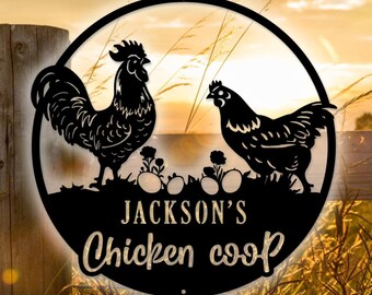 Personalized Chicken Coop Metal Sign, Farmhouse Decor