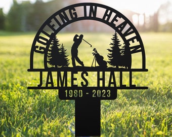 Personalized Golf Memorial Stake,Golfer Name Sign Golfer Name Metal Stake,Golfing In Heaven,Sympathy Sign,Grave Marker,Golfer Loss,Dad Loss