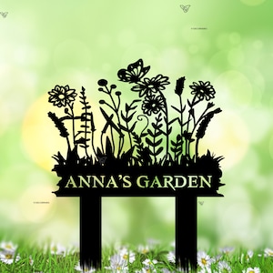 Custom Garden Metal Sign,Garden Stake,Flower Sign with Stakes,Personalized Garden Name Sign,Outdoor Sign,Housewarming Gift,Garden Decor