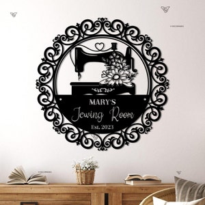 Aangepaste naaikamer teken, gepersonaliseerd naailiefhebber cadeau, metalen naaiteken, quiltteken, cadeau voor haar, naaikamer decor, cadeau voor moeder