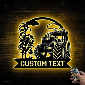 Custom Tractor Driver Metal Wall Art LED Light Personalized Tractor Name Sign Home Decor Farm Sign Truck Decoration Birthday Gift For Dad