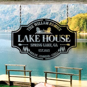 Custom Lake House Sign, Personalized Family Cabin Metal, Lake House Metal Wall, Rustic Family Gift, Family Lake House Sign,Housewarming gift