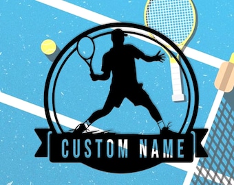 Benutzerdefinierte Tennisspieler Zeichen, Sport Geschenk für Spieler, Geschenk für Sohn, Geschenk für Spieler, Papa Geschenk, Tennis-Liebhaber, personalisierte Tennis Dekor, Home Zeichen