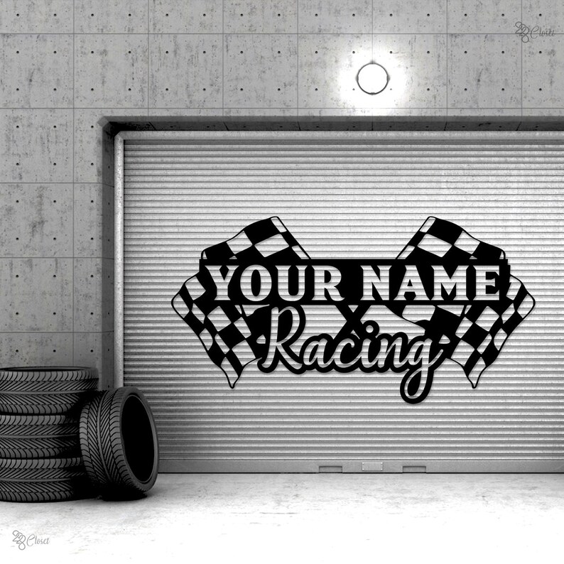 Custom Checkered Flag Racing Sign, Checkered Flag, Personalized Gift ...