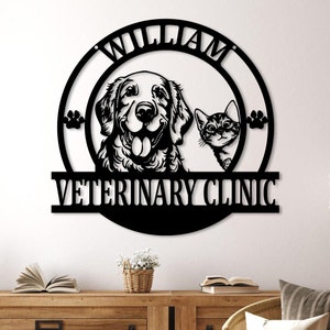 Custom Veterinarian Metal Wall Art,Vet Name Sign, Dog Cat Clinic Metal Sign,Veterinary Clinic Decor, Vet Clinic Decoration Home Decor