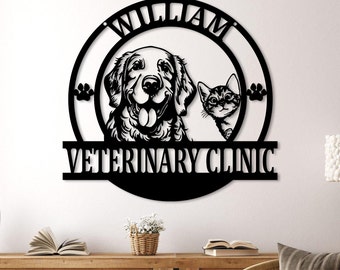 Custom Veterinarian Metal Wall Art, Dog Cat Clinic Decor