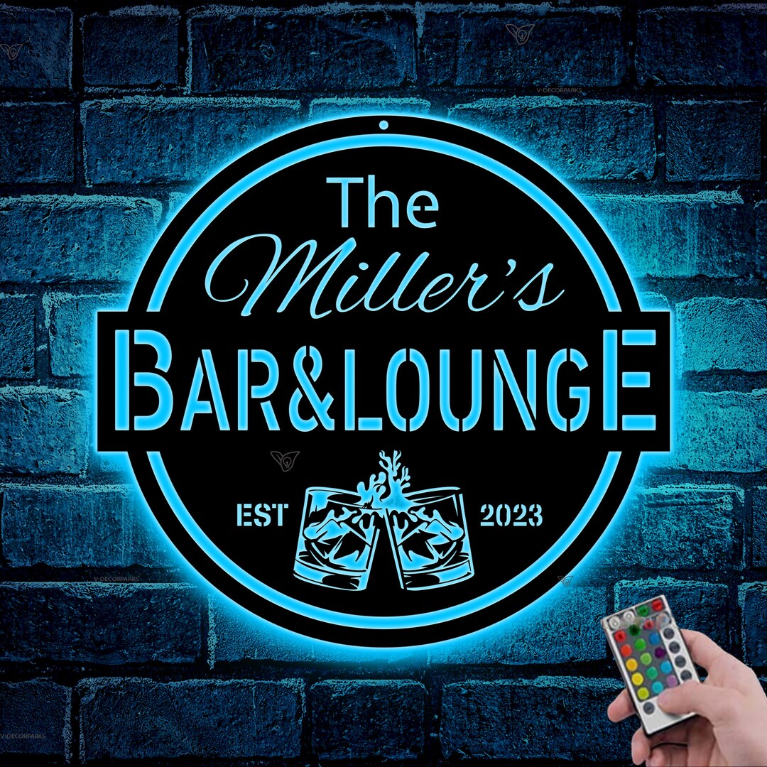 Custom Bar Sign With LED Lights, Personalized Metal Wall Art - Etsy