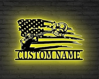 Custom Trap Shooting Metal Wall Art LED Lights,Personalized Trap Shooting Metal Sign,Dad Gift,Gift for him Man Cave Decor,Trap Shooting Gift