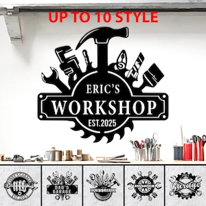 Personalized Garage Wall Sign, Garage Decor, Mechanic sign, Garage Sign, Custom Mechanic Tool, Workshop name sign,Gift for dad,Wokshop decor