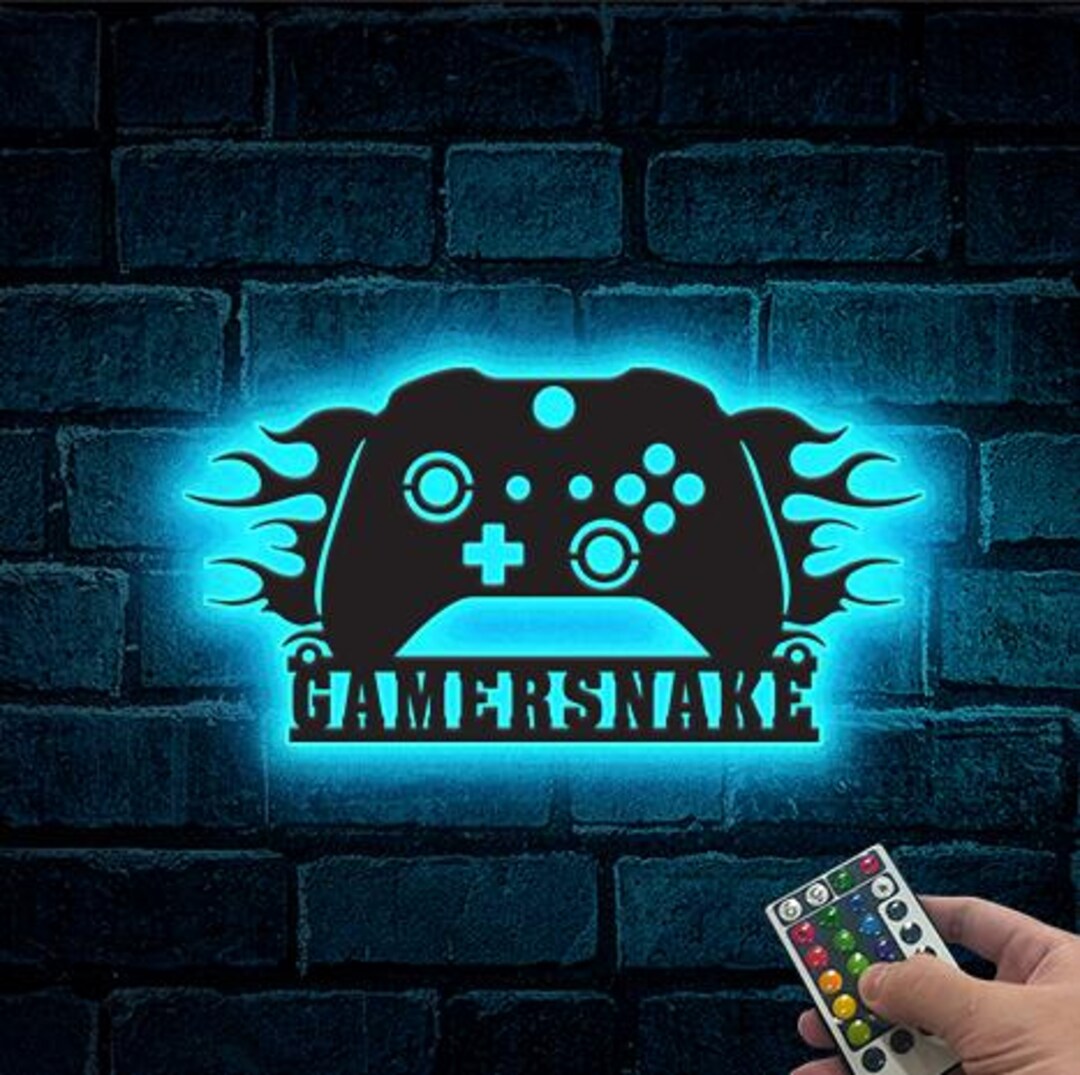 Gamer Name Sign Personalized Gamer Name Sign, Game Controller Metal Wall Art With LED ...