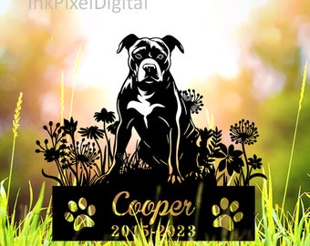 Personalized American Pit Bull Stake,Custom Dog Memorial Stake, Pet Grave Markers Dog Sympathy Gift, Dog Name Sign, Dog Memorial Plaque