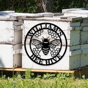 Custom Bee Metal Sign Bee Apiary Sign Bee Keeper&#39;s Gifts Birthday Gift Home Bee Hive Sign Garden Sign Bee Metal Wall Art Bee Farm Décor