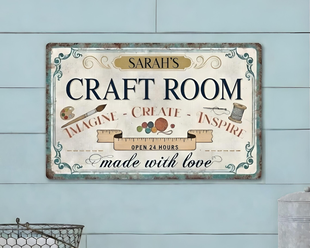 Personalized Craft Room Sign, Custom Sewing and Craft Wall, Gift for ...