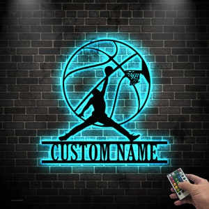 Personalized Basketball Metal Wall Art Led Light, Custom Basketball Player Name Sign, Basketball Metal Sign, Basketball Lover Gift, Dad Gift