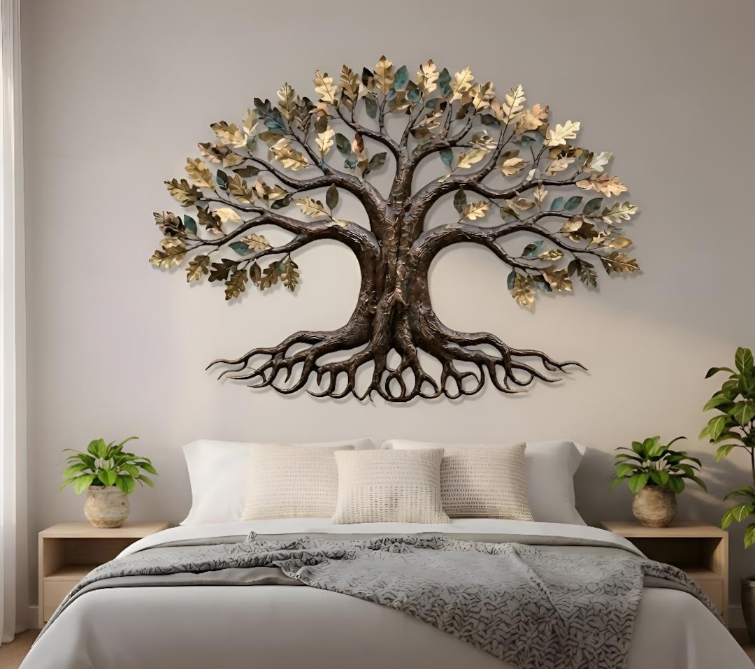 Tree of Life Metal Wall Art, Large Tree Wall Decor, Rustic Modern ...
