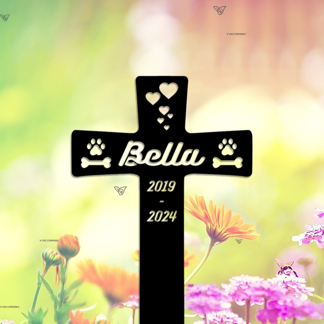 Personalized Dog Memorial Cross Stake Dog Burial Stake Pet Cross Metal