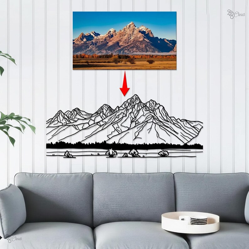Modern Mountain & Forest Metal Wall Art Landscape Decor for Living ...