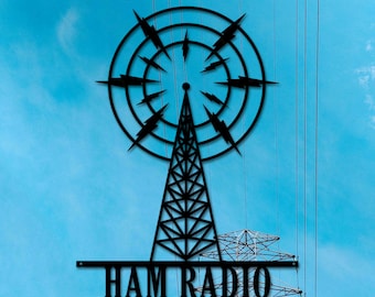 Letrero personalizado con nombre de radioaficionado, arte de pared de metal personalizado para radioaficionado, decoración del hogar, decoración de operador de radio, llamada de aficionado, regalo de cumpleaños