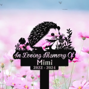 Personalized Hedgehog Memorial Stake, Metal Hedgehog Sign, Metal Stake, Sympathy Sign, Pet Grave Marker, Remembrance Stake, Garden Sign