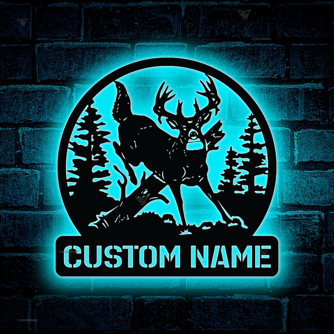 Custom Deer Hunting Metal Sign LED Light,deer Wall Art,personalized