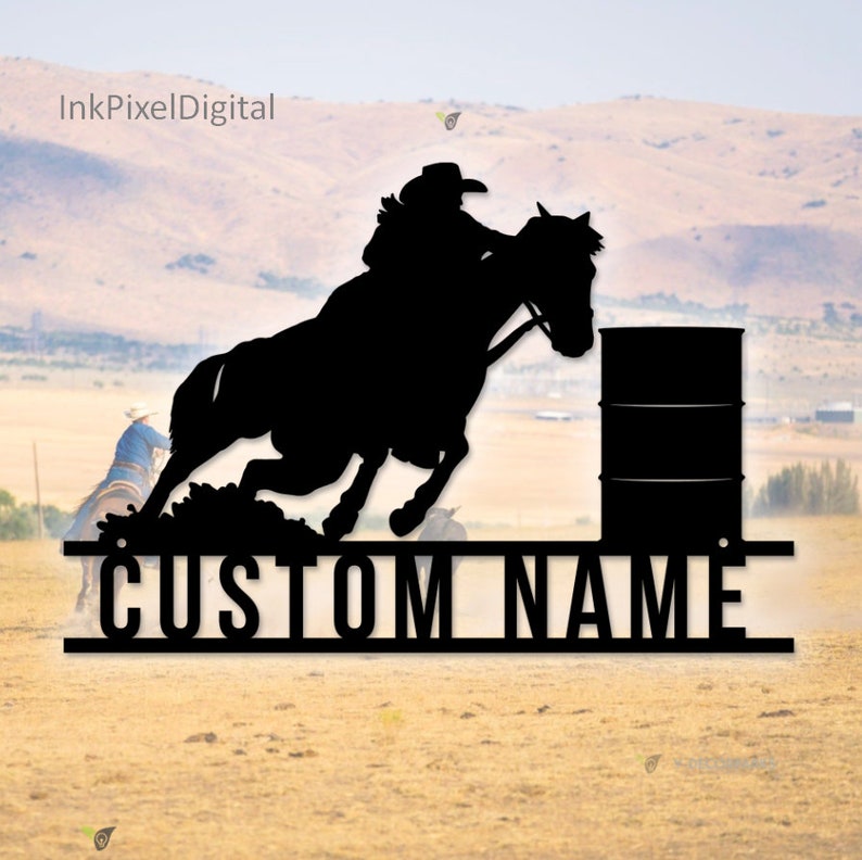Personalized Barrel Racing Metal Wall Art With LED Lights, Custom Name ...