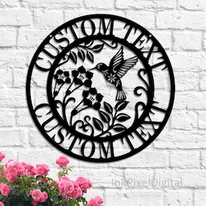 Personalized Metal Garden Sign, Custom Hummingbird Metal Wall Art, Hummingbird Metal Sign, Garden Art, Outdoor Decor, Gardener Gift