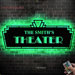 Personalized Home Theater Metal Wall Art LED Light,Custom Cinema Metal Sign,Movie Theater Decor,Movie Theatre Sign,Movie Room Metal Wall Art