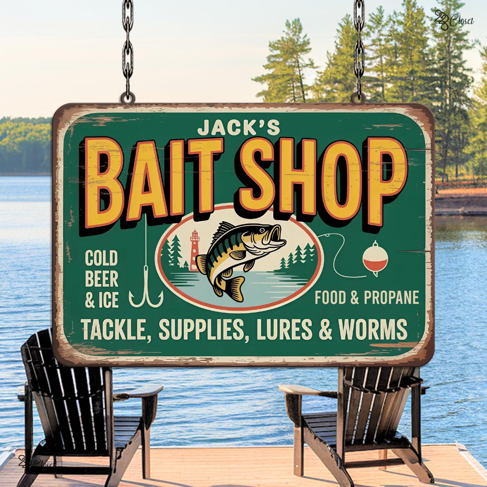 Custom Bait Shop Sign, Personalized Fishing Lodge Decor, Gift for Dad ...